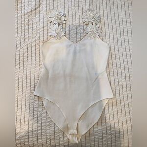 Cream/ Off White Top with Floral Details